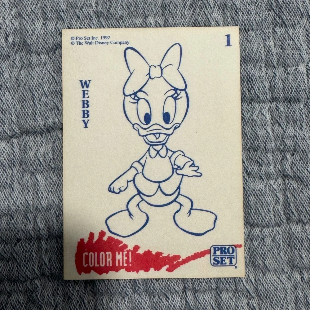 Rare Vintage Disney Pro Set Paint Me Color Me Trading‎ Card Dewey and Webby 1992